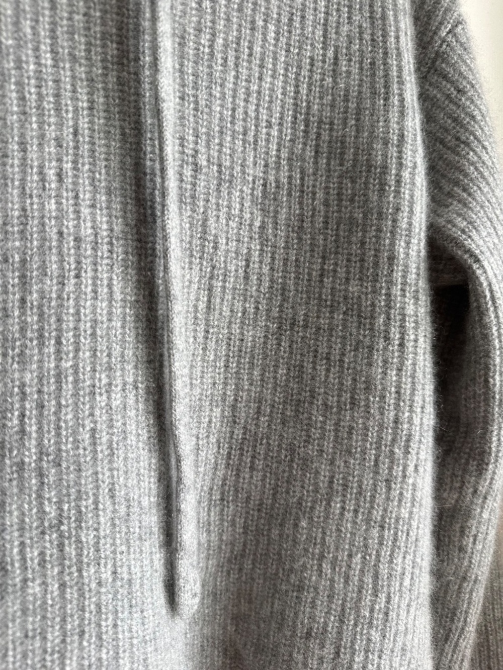 Quince 100% Mongolian Cashmere Ribbed Fisherman Pullover Hoodie Grey - Picture 11 of 13
